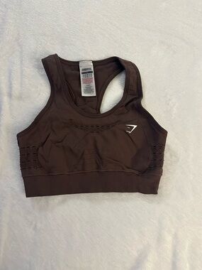 Gymshark Chocolate Brown Seamless Racerback Sports Bra